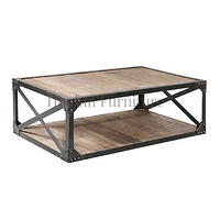 French Vintage Industrial oak Coffee Table for Living Room HL408