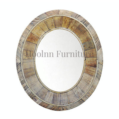 Salvaged Oval Pieced Pia Recycled Wood Wall Mirror HL110