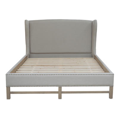 Hign-end Natural Linen King Size Bed
