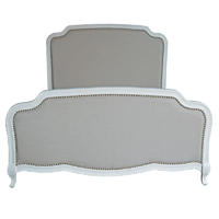 French Style Antique Design High Headboard Wooden Upholstered Fabric Adult Single Bed HL159-138