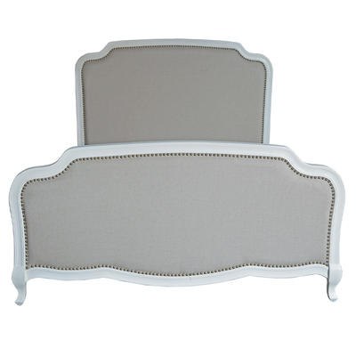French Style Antique Design High Headboard Wooden Upholstered Fabric Adult Single Bed HL159-138