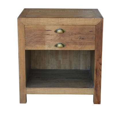 French Style Restoring Ancient Bedside Table with 2 Drawers