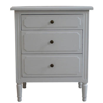 White Bedside Table-3 Drawer French style