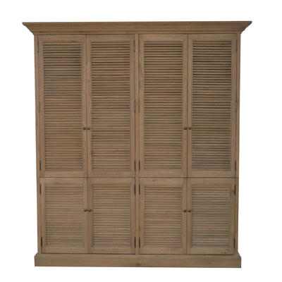 French Shutter partition Double Wardrobes Armoire Wooden Almirah Cabinet HL716