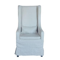 French-style Dining Chair Upholstered with White Linen P0080