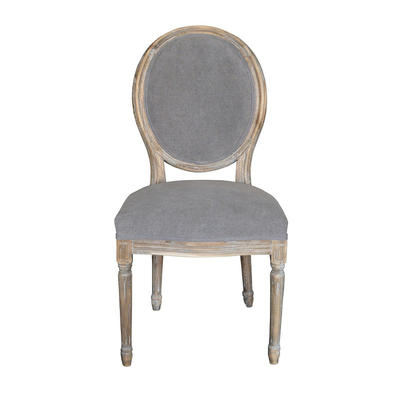 P2196-5 Vintage French Round Upholstered Side Medallion Chair