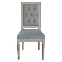 Vintage French Square Upholstered Side Chair P2199