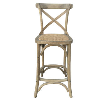 ED-018 French-Style Wood Cross back Bar Chair