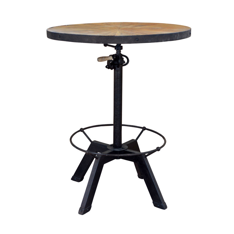 Hl383 Round French Antique Industrial, Bar Round Table