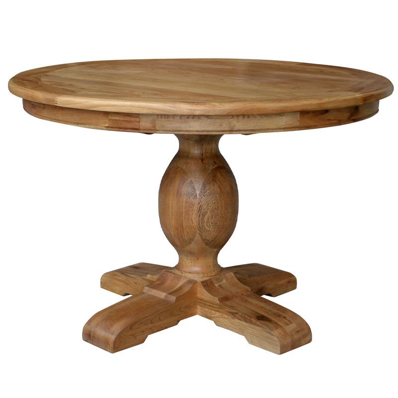Vintage Oak Wooden Round Dining Table, Vintage Round Oak Pedestal Table