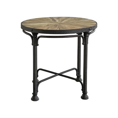 French industrial side table with recycle elm top HL401