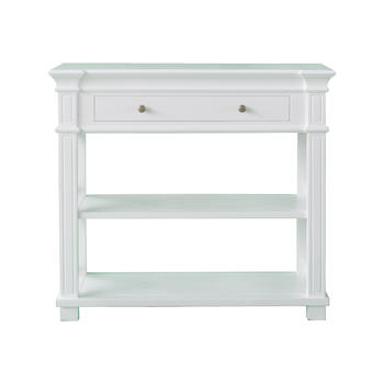 French Costal White Solid Console Table With Drawer